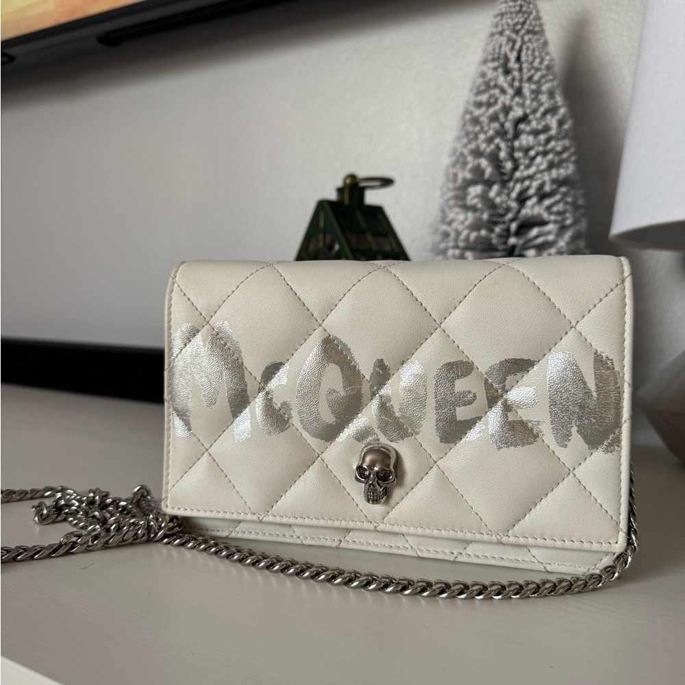 Alexander McQueen White Quilted Crossbody Bag